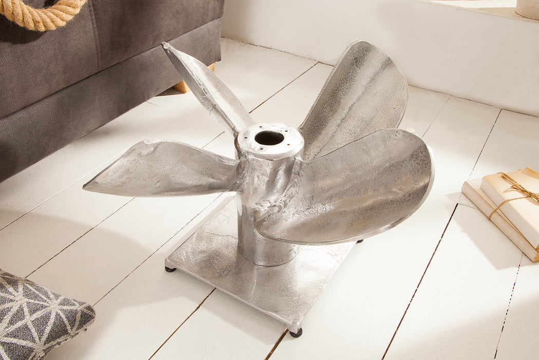Couchtisch Tide 85cm silber Gestell inkl. Glasplatte