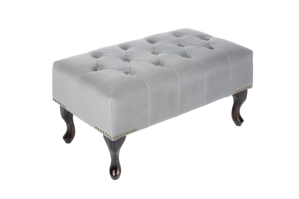 Fußhocker Chesterfield silbergrau Samt