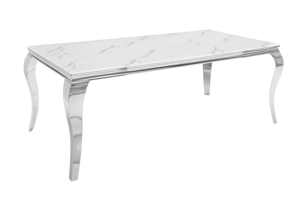 Esstisch Barock 180cm Silber Marmor