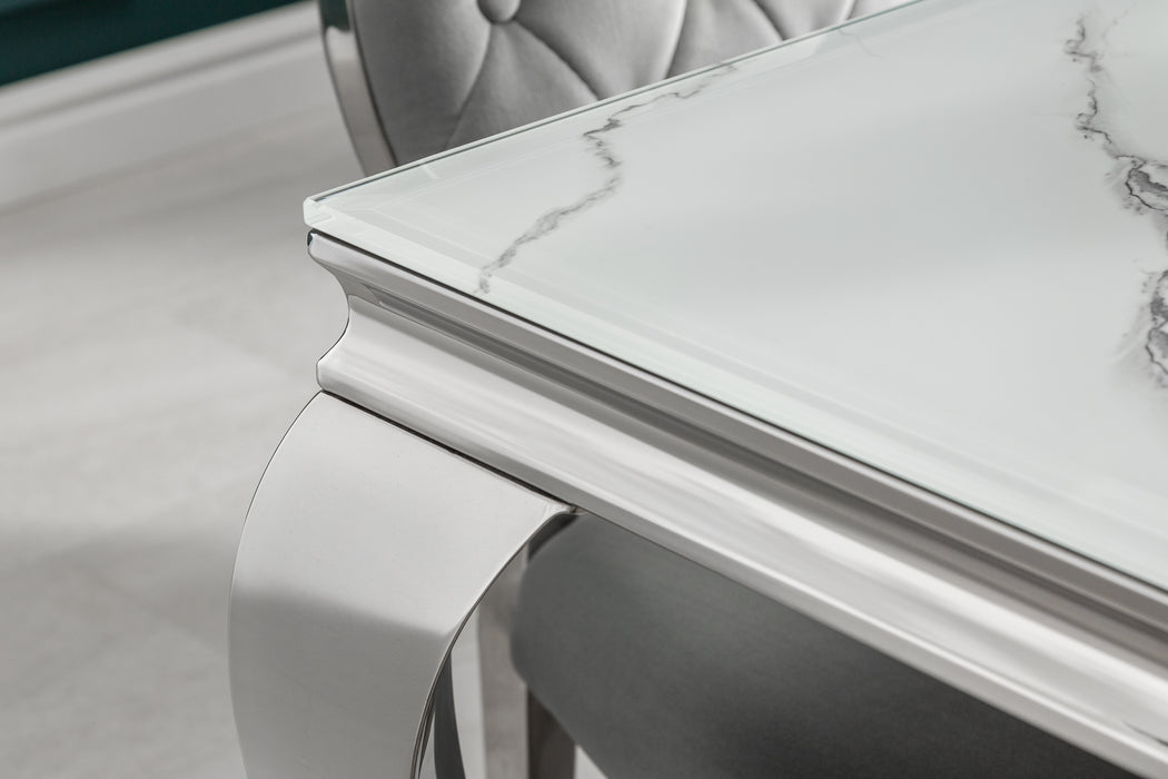 Esstisch Barock 200cm silber Marmor