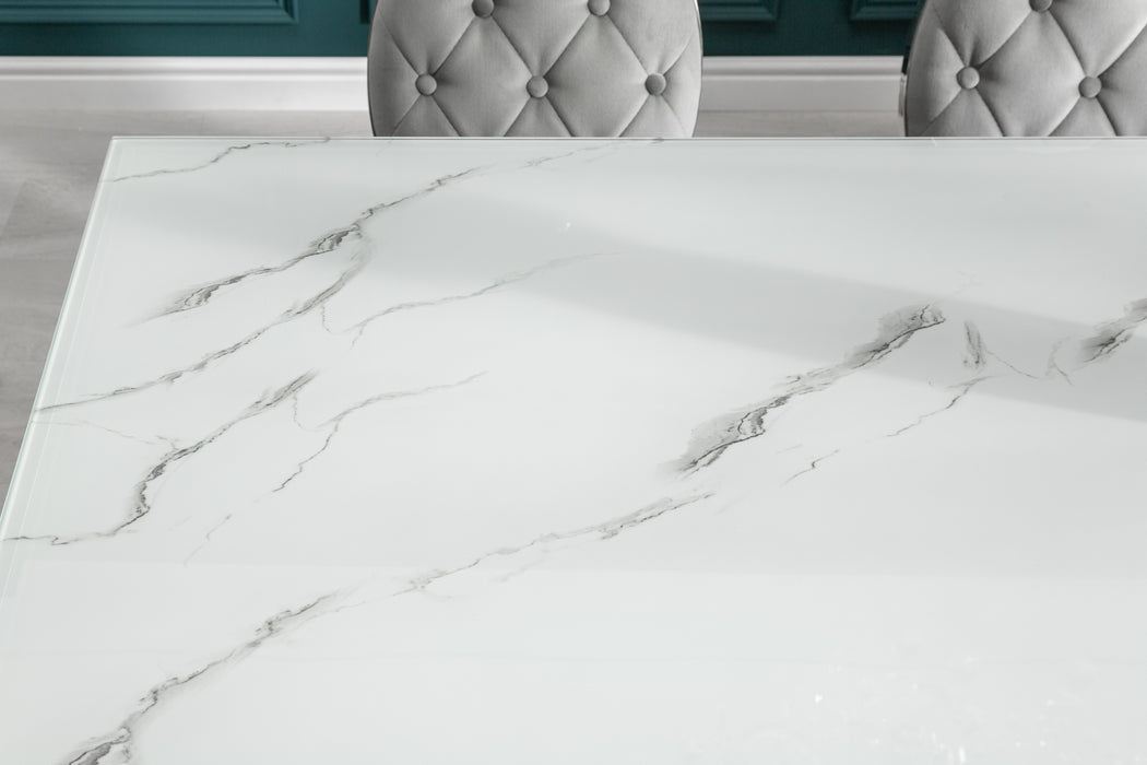 Esstisch Barock 200cm silber Marmor
