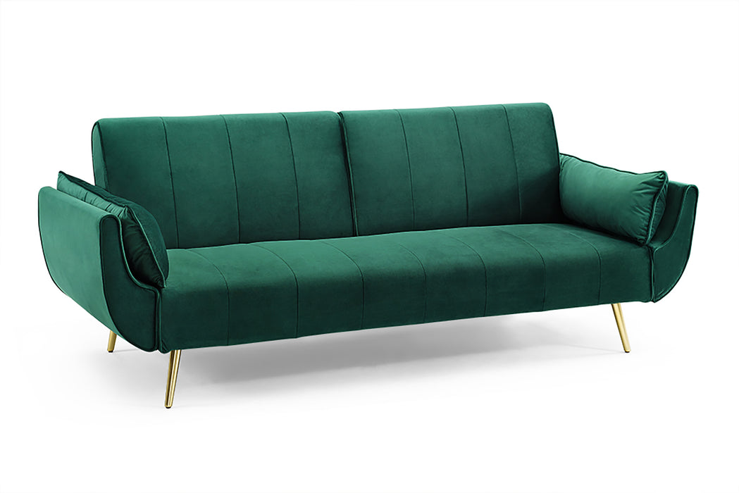 Schlafsofa Sofia Plus 215cm grün Samt goldene Füße