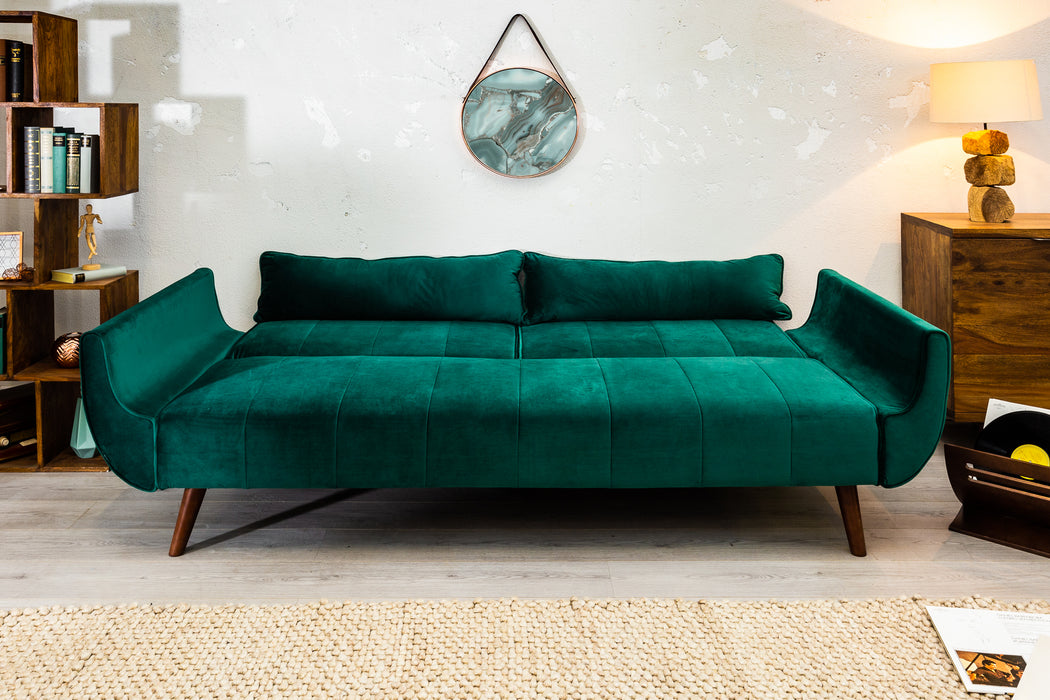 Schlafsofa Sofia Plus 215cm smaragdgrün Samt