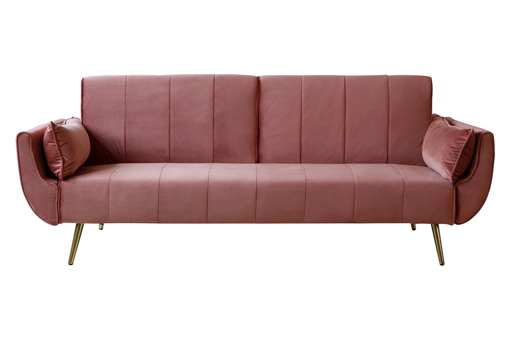 Schlafsofa Sofia Plus 215cm altrosa Samt gold