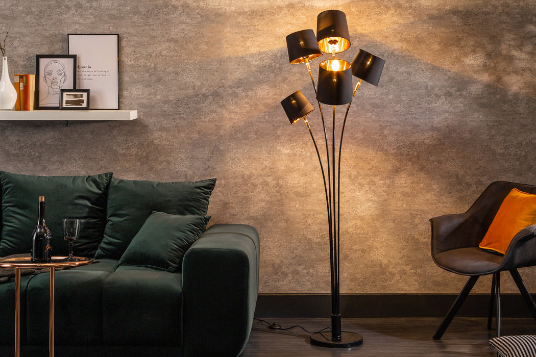 Stehleuchte Elegant 178cm schwarz gold