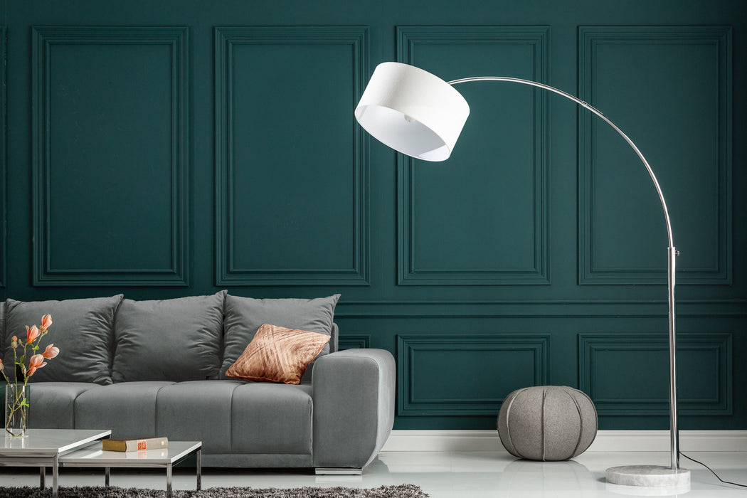 Stehleuchte Moon 170-180cm Leinen weiss