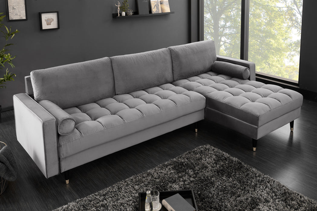Ecksofa Plush Velvet II 260cm grau Samt