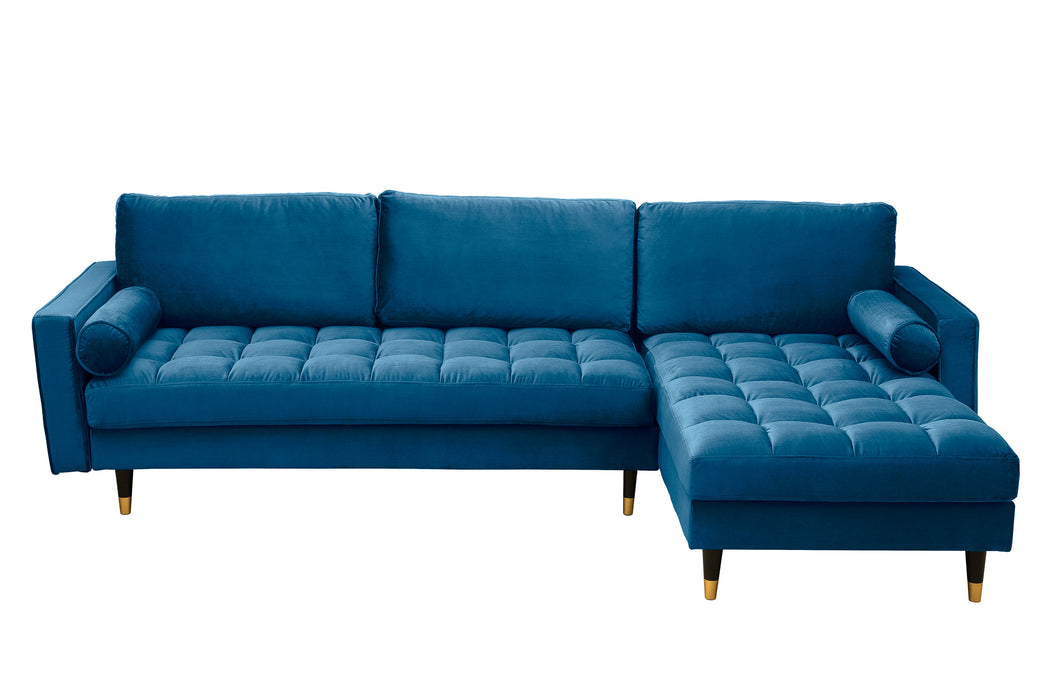 Ecksofa Plush Velvet II 260cm petrol blau Samt
