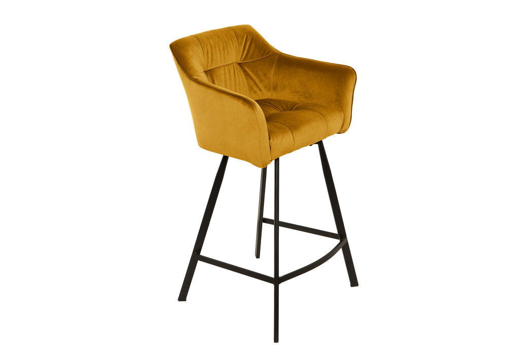 Barstuhl Penthouse 100cm senfgelb Samt Armlehne