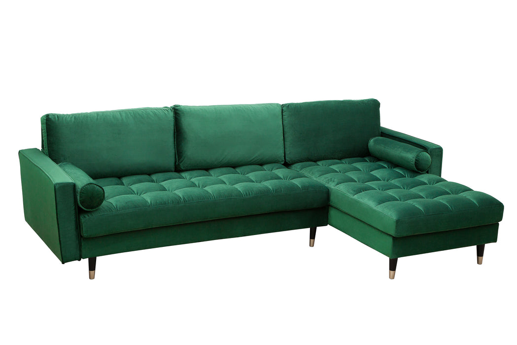Ecksofa Plush Velvet II 260cm smaragdgrün Samt