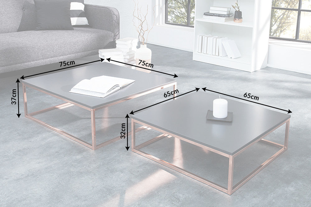 Couchtisch Jura 2er Set anthrazit kupfer