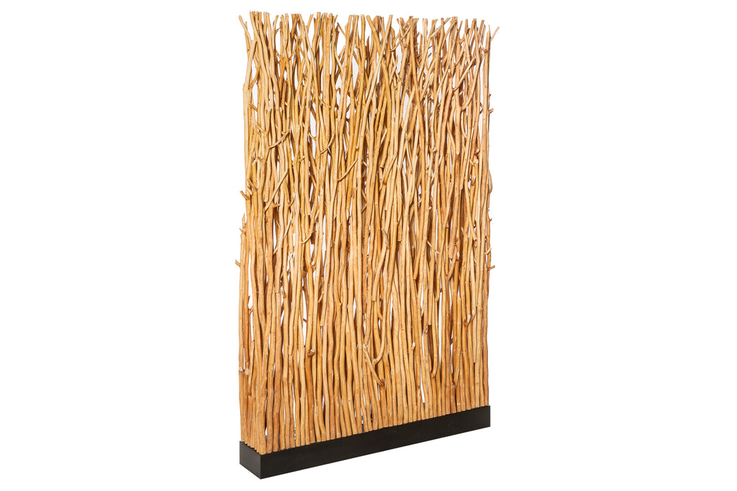 Stehleuchte Hedge Paravent 180cm Longan-Holz natur