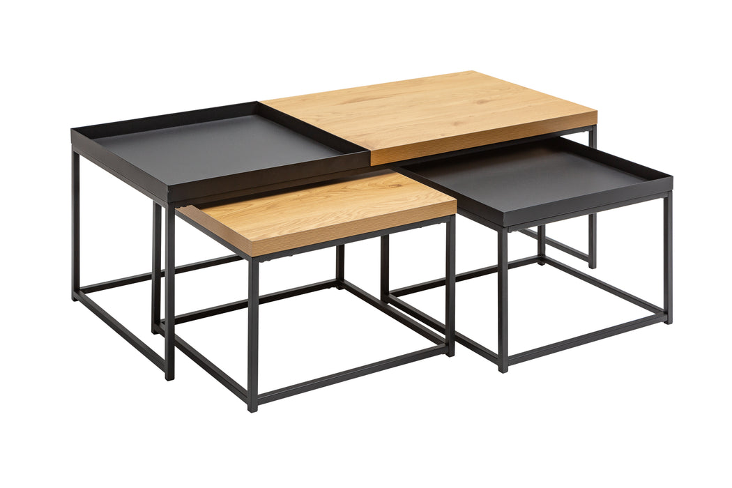 Couchtisch Penthouse 3er Set Eiche-Optik schwarz