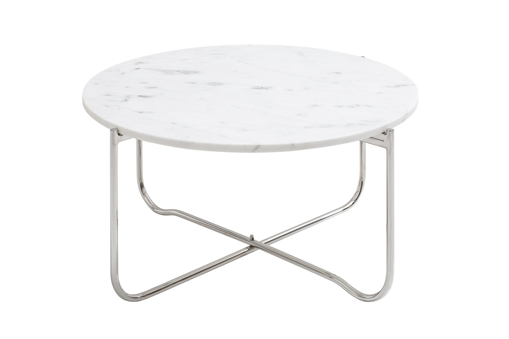 Couchtisch Rega 62cm Marmor weiß silber