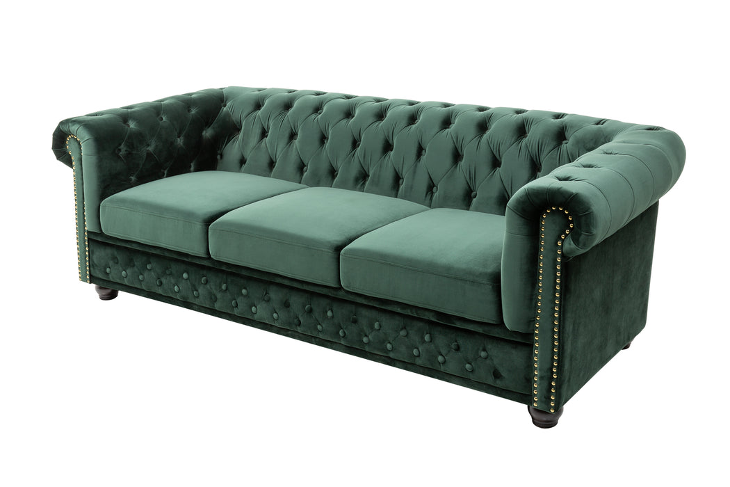 Sofa Chesterfield 3er Samt Grün