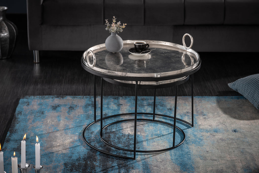 Beistelltisch Jura Oriental 2er Set silber
