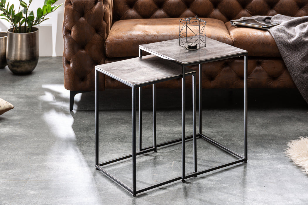 Couchtisch Jura 2er Set silber schwarz