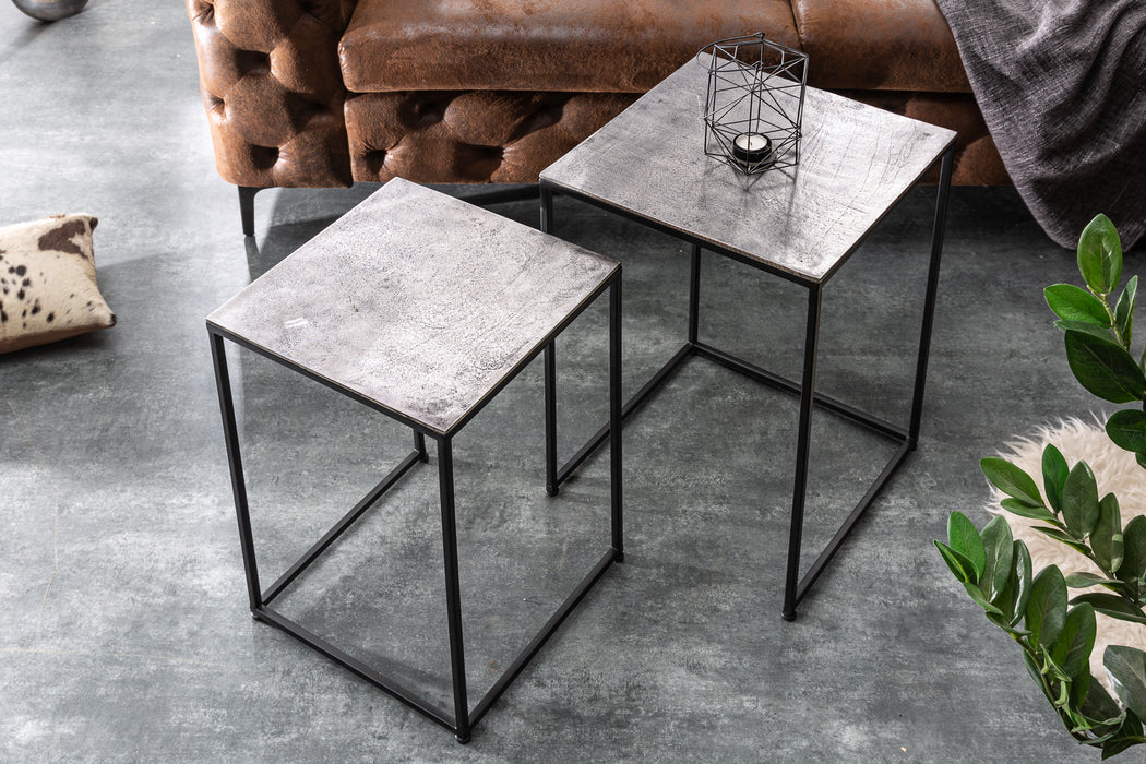 Couchtisch Jura 2er Set silber schwarz