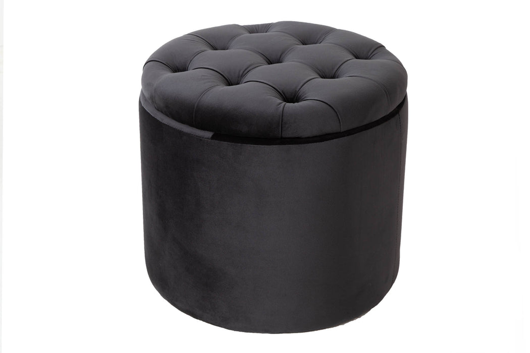 Hocker Barock Storage 50cm Samt schwarz