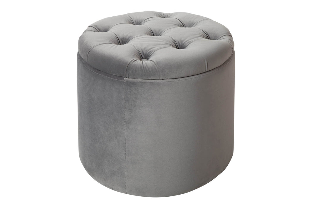 Hocker Barock Storage 50cm Samt silber