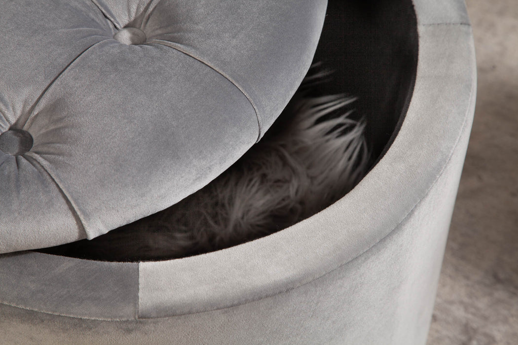 Hocker Barock Storage 50cm Samt silber