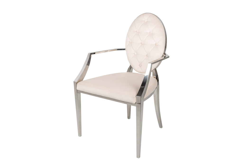 Stuhl Barock beige Samt Armlehne