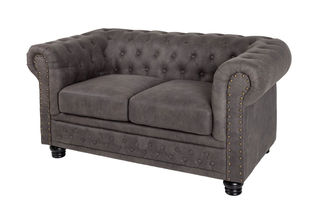 Sofa Chesterfield II 2er 150cm Vintage Grau Taupe