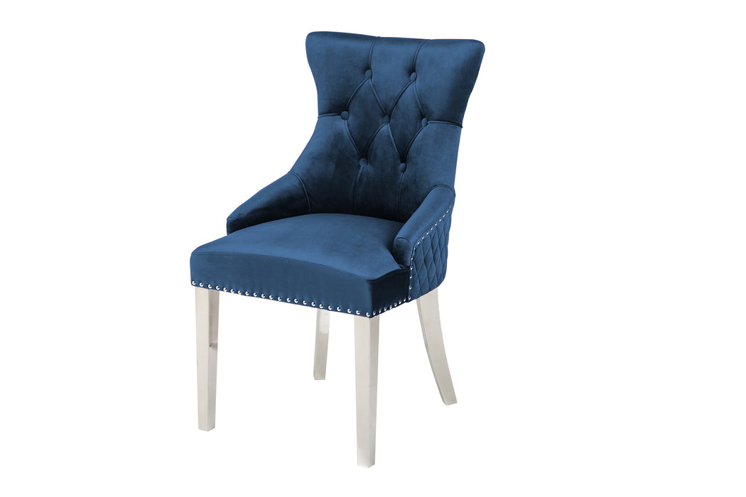 Stuhl Fortress Deluxe royalblau Samt Löwenkopf