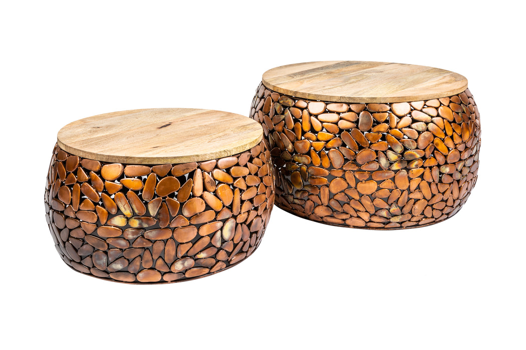 Couchtisch Rock Mosaic 2er Set kupfer Mango