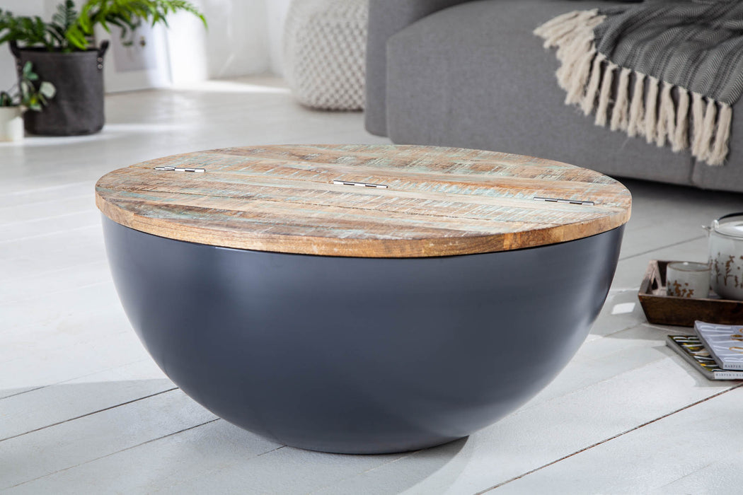Couchtisch Grand Combin 70cm grau Mangoholz