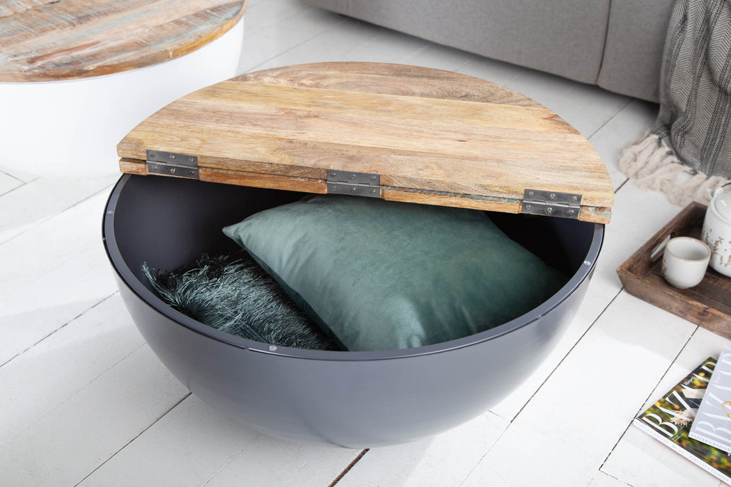 Couchtisch Grand Combin 70cm grau Mangoholz