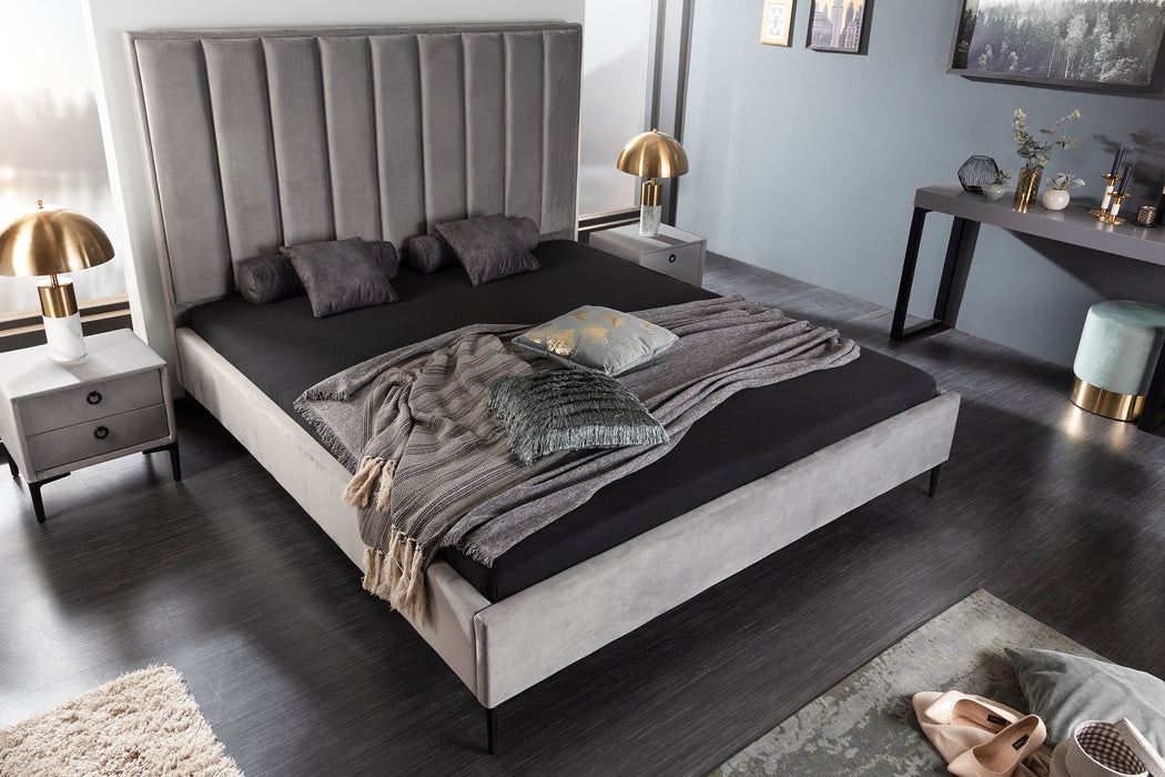 Bett Urbane 180x200cm Samt silbergrau