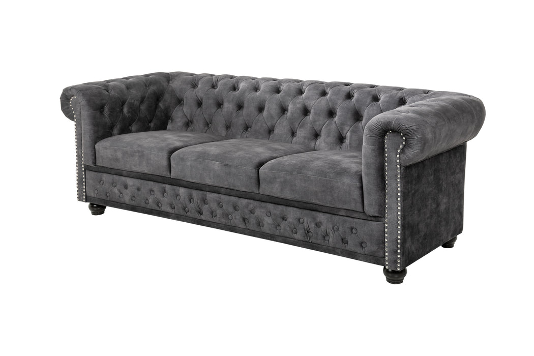 Sofa Chesterfield 3er Grau Samt