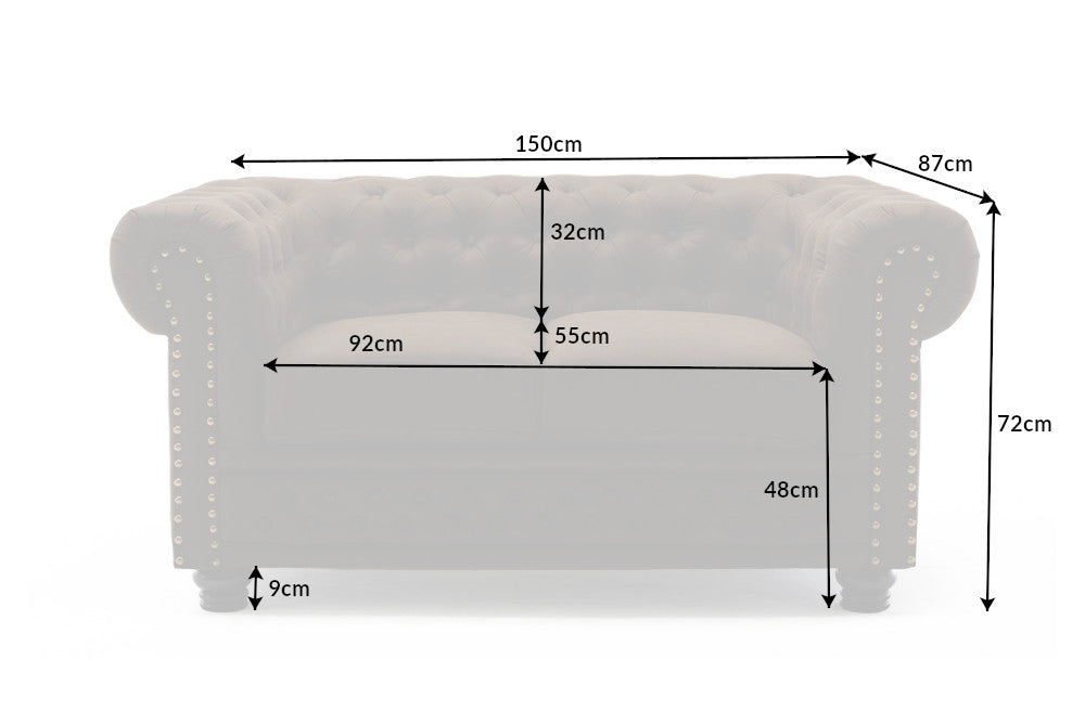 Sofa Chesterfield II 2er 150cm Vintage Braun