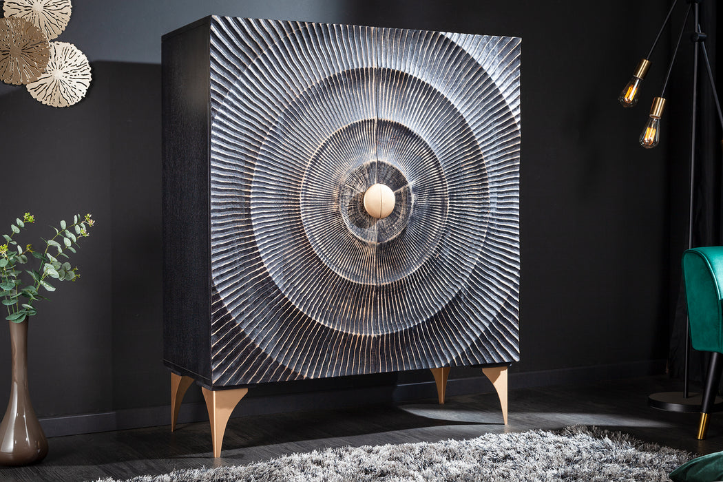 Highboard Drop 120cm schwarz gold