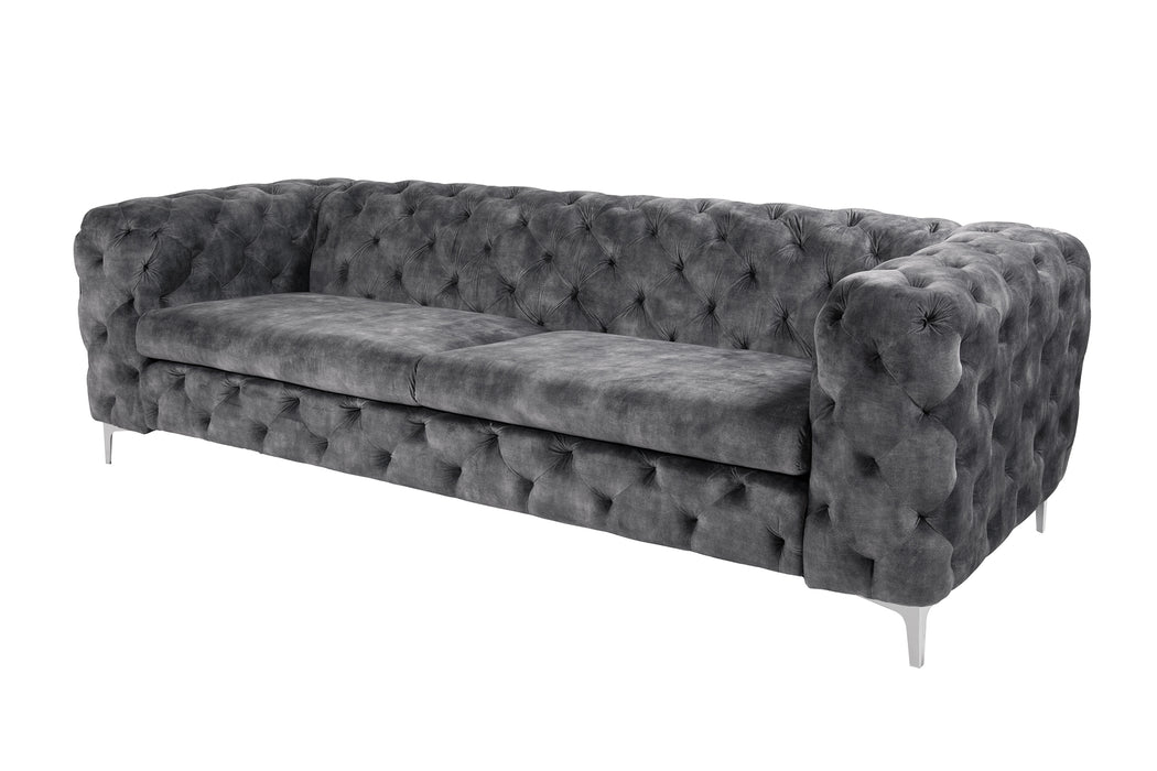 Sofa Barock 240cm Dunkelgrau Samt