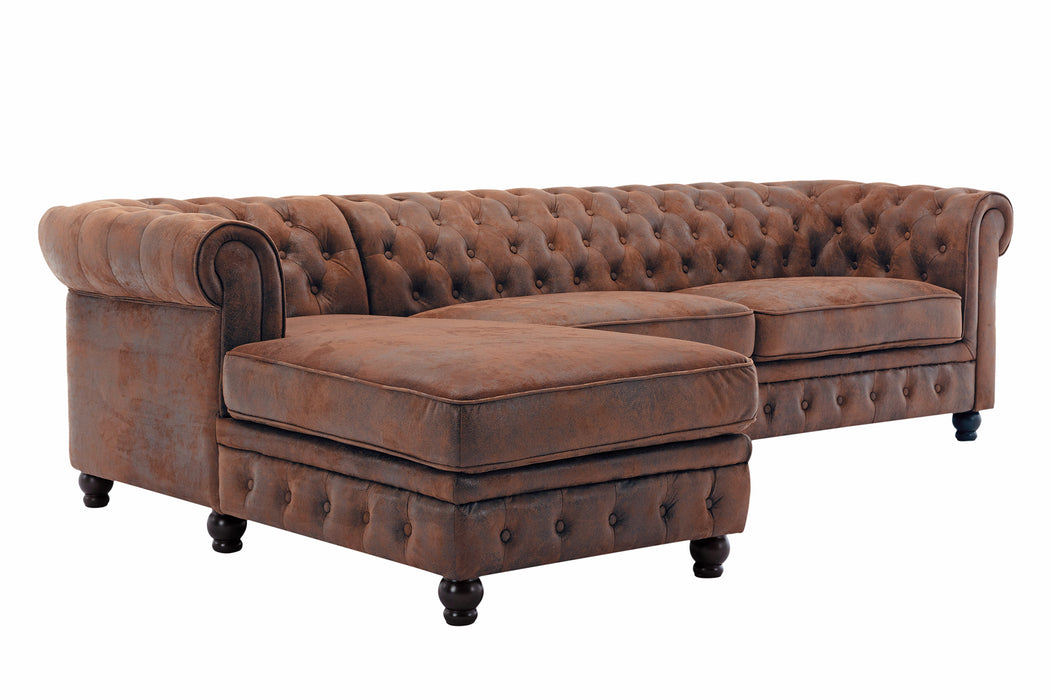 Ecksofa Chesterfield antik braun OT links