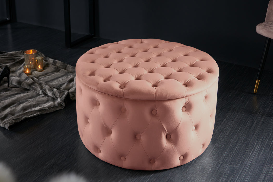 Hocker Barock Storage 75cm Samt altrosa