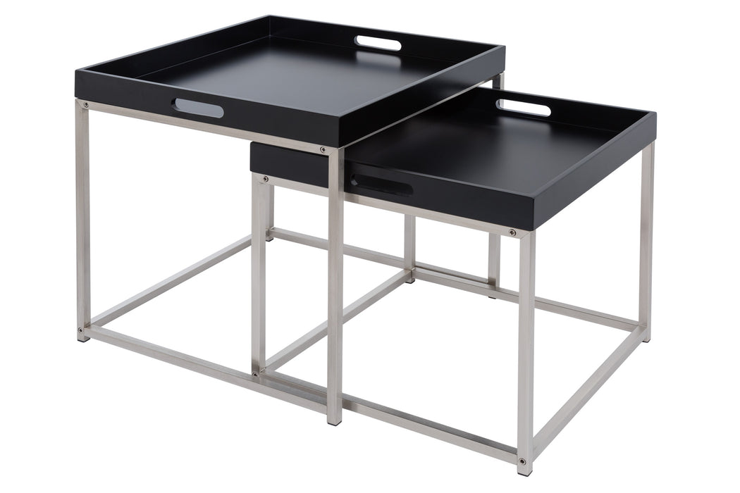 Beistelltisch Jura 2er Set schwarz Tablett