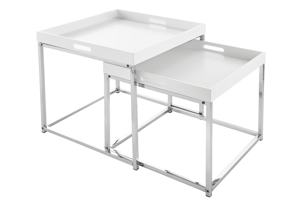 Beistelltisch Jura 2er Set weiss Tablett