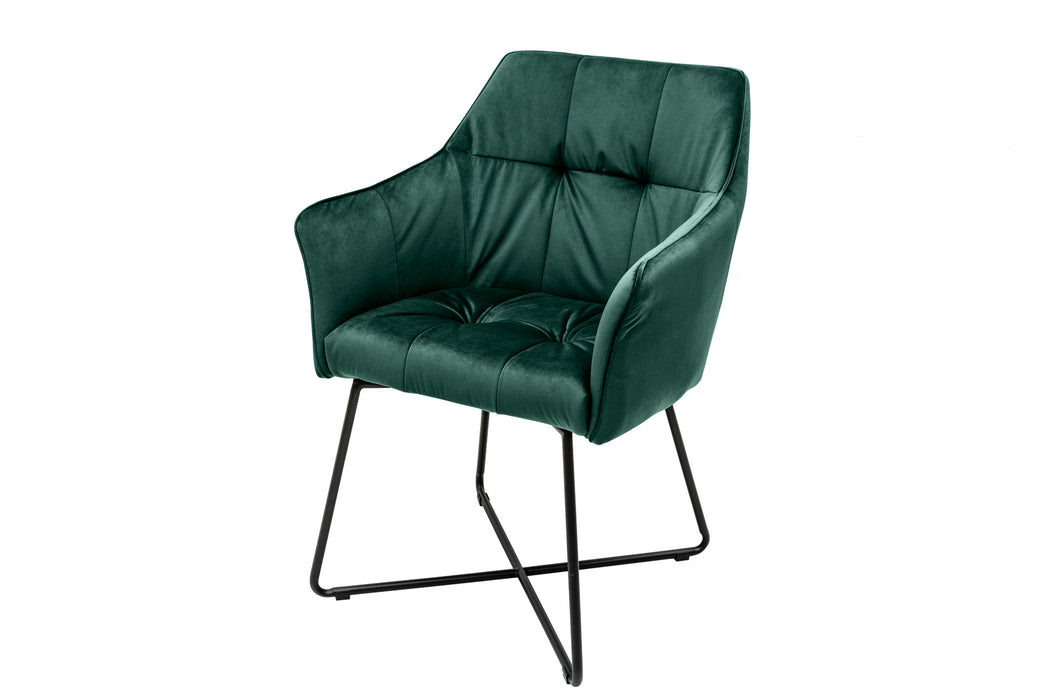 Stuhl Penthouse Samt grün mit Armlehne