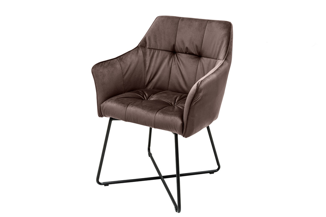 Stuhl Penthouse Samt taupe braun mit Armlehne