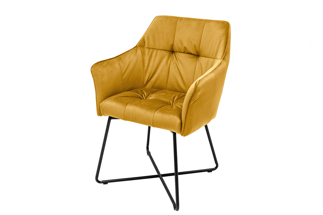Stuhl Penthouse Samt senfgelb mit Armlehne