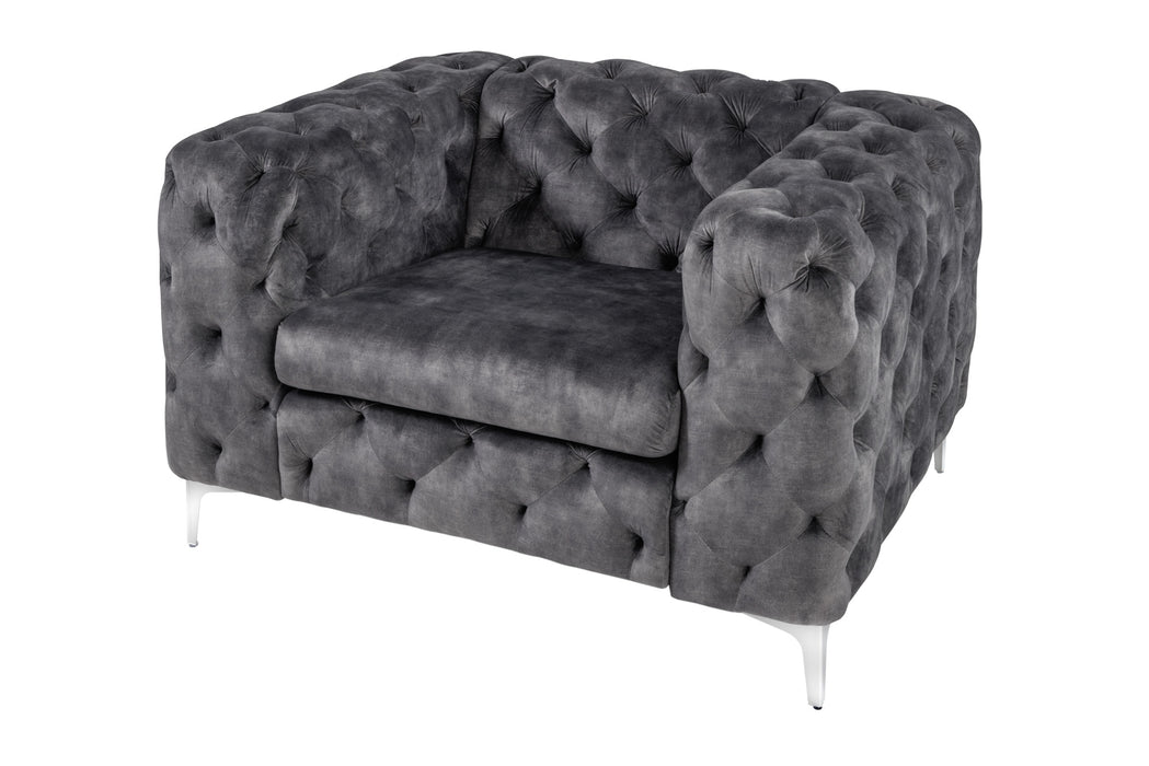 Sessel Barock Chesterfield grau Samt