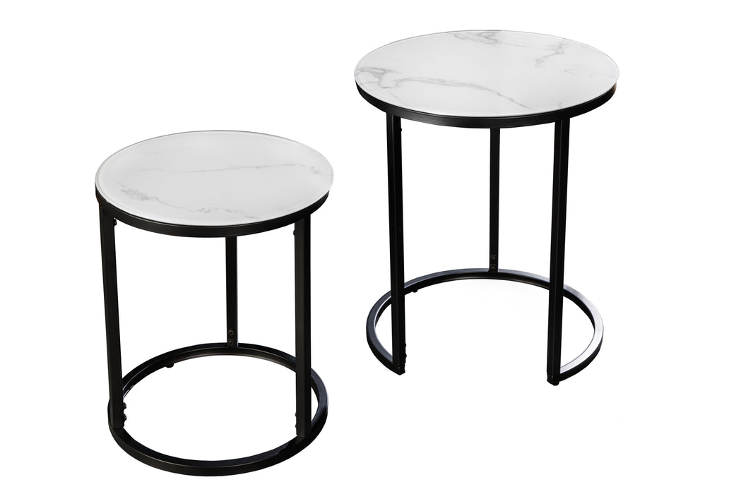 Beistelltisch Eleganz 2er Set 50cm weiß Marmor