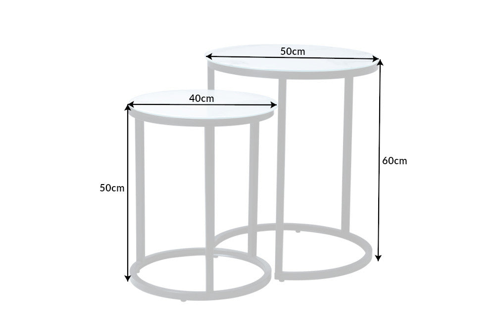 Beistelltisch Eleganz 2er Set 50cm weiß Marmor