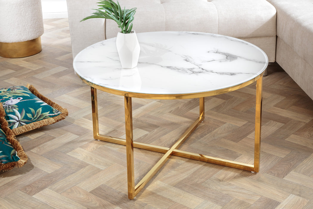 Couchtisch Eleganz 80cm weiß Marmor Optik