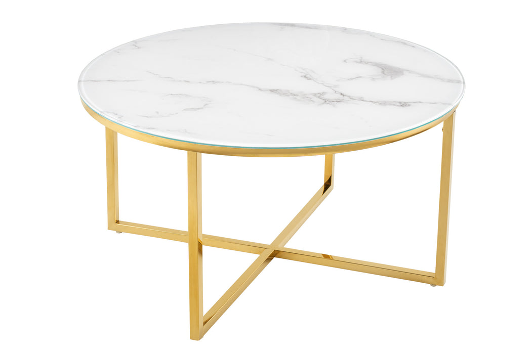 Couchtisch Eleganz 80cm weiß Marmor Optik