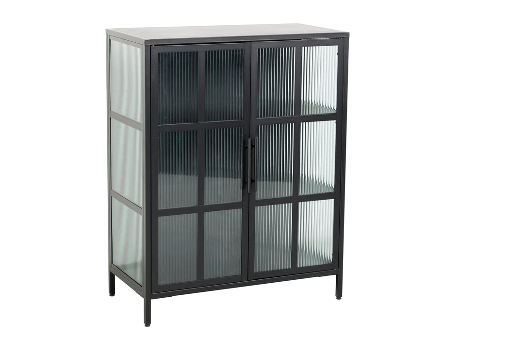 Vitrine Titanium Pro 102cm schwarz Riffelglas
