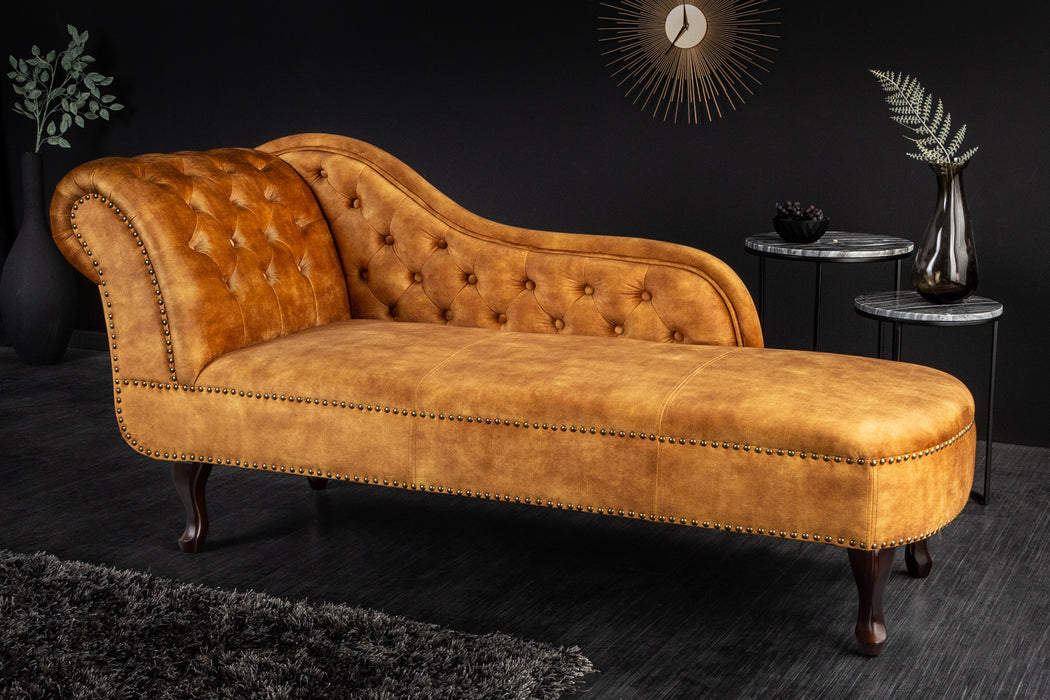 Recamiere Chesterfield 170cm Samt senfgelb